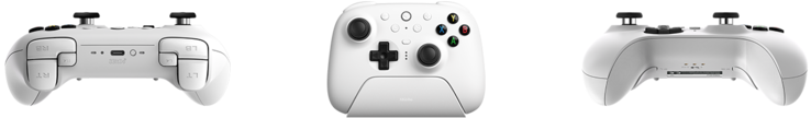 Der Controller kommt gleich mit einer Ladestation (Bildquelle: 8BitDo)