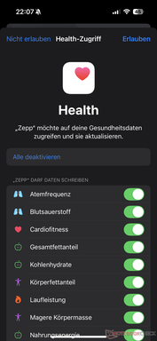 Apple Health Synchronisation