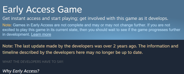 Neue Update-Warnungen für Early-Access-Spiele auf Steam gefunden (Bildquelle: Steam)
