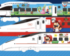 Super Mario x JR Kyushu: In neuem Design: Series 885, Series N700S und Series 800 (von oben nach unten). (Bildquelle: JR Kyushu)