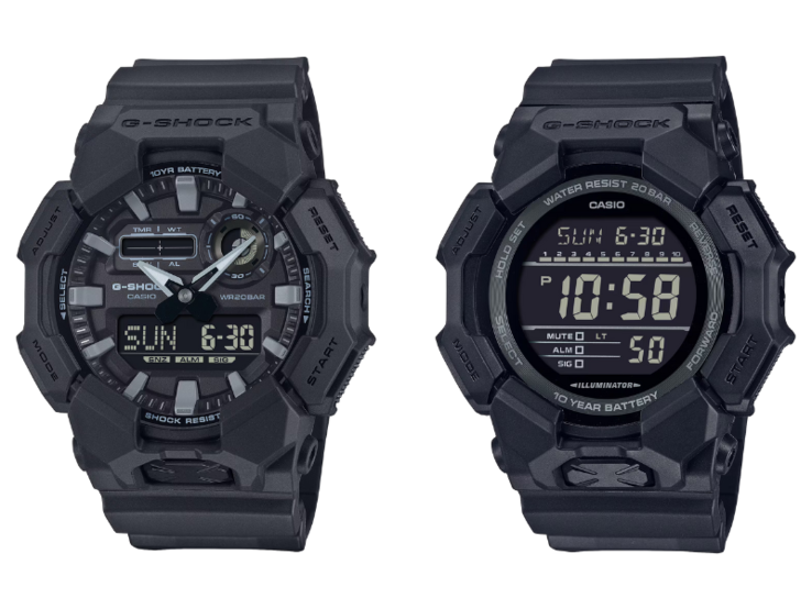 Die Casio G-Shock GA-010-1A1 (links) und GD-010-1A1 (rechts) Uhren. (Bildquelle: Casio)