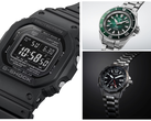 Die Casio GW-5000HS-1 (links), die Seiko Prospex SRPL53K1 (oben rechts) und die Citizen Promaster Mechanical GMT (unten rechts) im Vergleich. (Bildquelle: Casio, Seiko, Citizen)