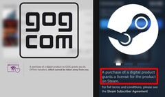 GOG hat die beste Antwort auf die neuen Lizenzbedingungen von Steam gefunden (Bildquelle: Valve / GOG - bearbeitet)