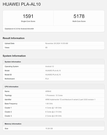 Der Kirin 9020 im Mate 70 Pro und höher im Geekbench 6 Benchmark.