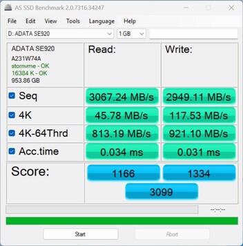 Leistungscheck mit der ADATA SE920 über USB4