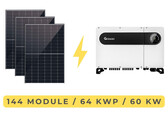 Solaranlage mit 144 bifazialen Glas-Glas-Modulen und Hybrid-Wechselrichter (Bild: Ja Solar, Growatt, Soliswerke - bearbeitet)