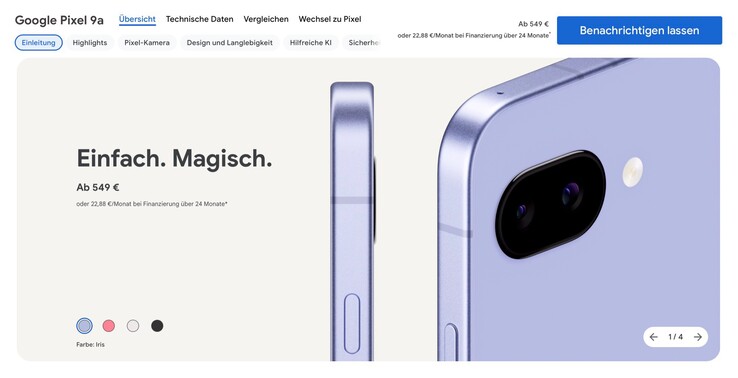 Das Pixel 9a wird im Google Store schon gelistet, kann aber noch nicht bestellt werden.