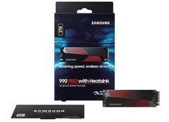 Die Samsung 990 Pro M.2-SSD mit Heatsink und 2TB Speicherplatz hat ihren günstigsten Preis seit letztem Dezember erreicht (Bildquelle: Samsung)