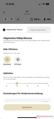 Effizienz und Schnitthöhe - Test Dreame A1