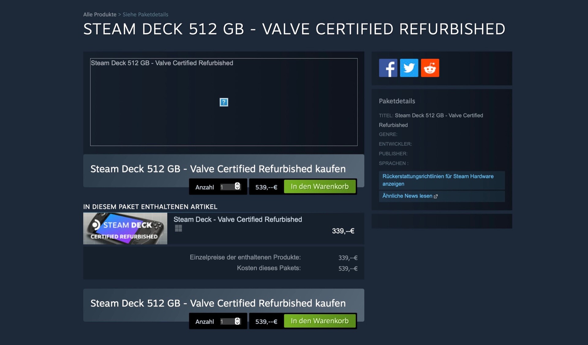 Valve já vende as consolas Steam Deck recondicionadas e certificadas por  339 euros