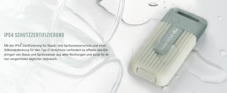 PD20 Eco: Die SSD ist (bedingt) wasserdicht (Bildquelle: Team Group)