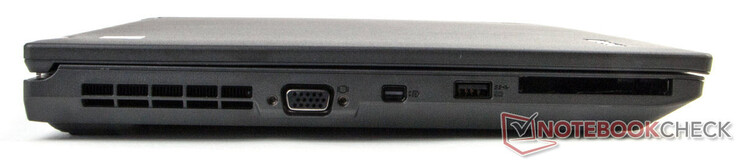 Linke Seite: VGA, Mini Displayport, USB 3.0 (USB-A), ExpressCard-Slot (Bild: Daniel Schmidt)