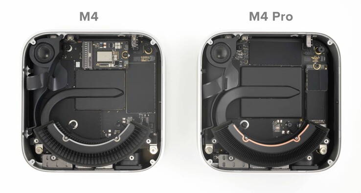 Der Apple M4 Pro wird mit einem größeren Kühlkörper kombiniert. (Bildquelle: iFixit)