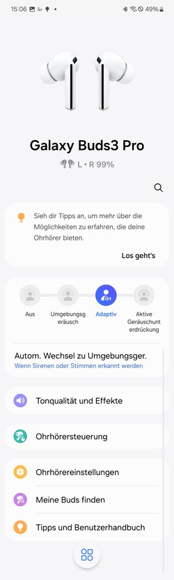 Hauptseite der Samsung Wearable App